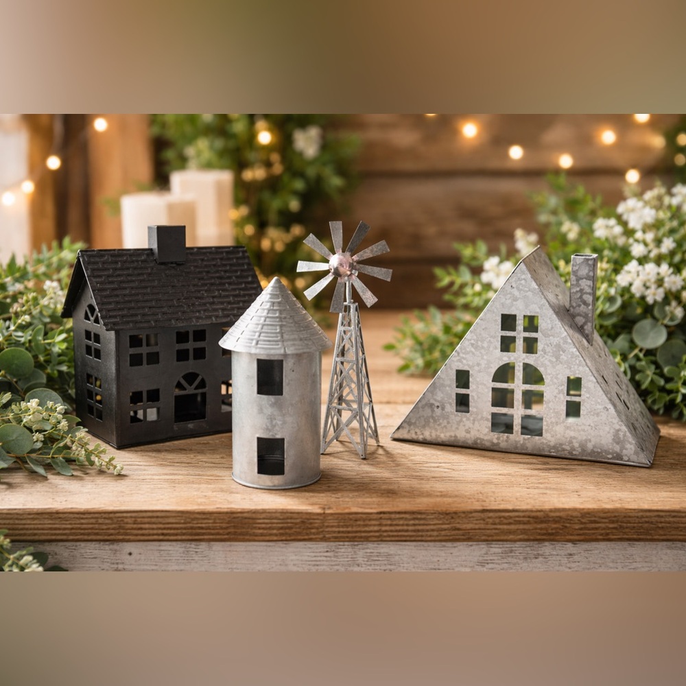 Hearth & Hand Metal Silver Holiday Village A Frame Piece- or Black House - Picture 2 of 3